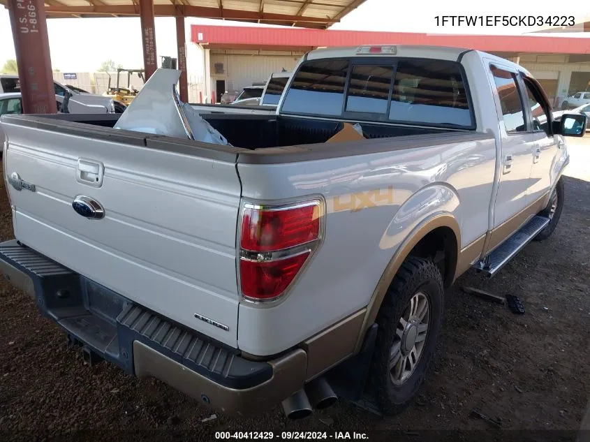 1FTFW1EF5CKD34223 2012 Ford F150 Supercrew