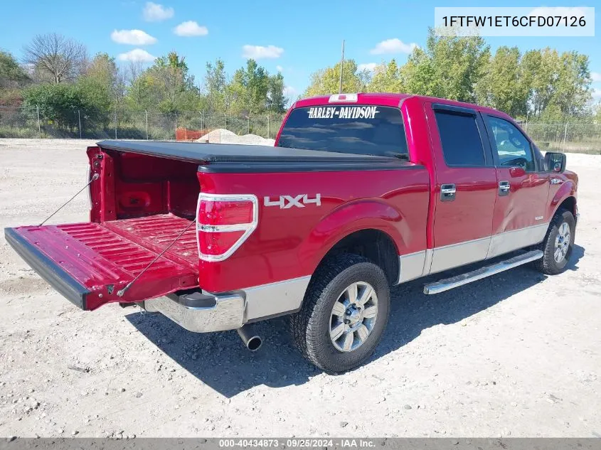 2012 Ford F-150 Xlt VIN: 1FTFW1ET6CFD07126 Lot: 40434873