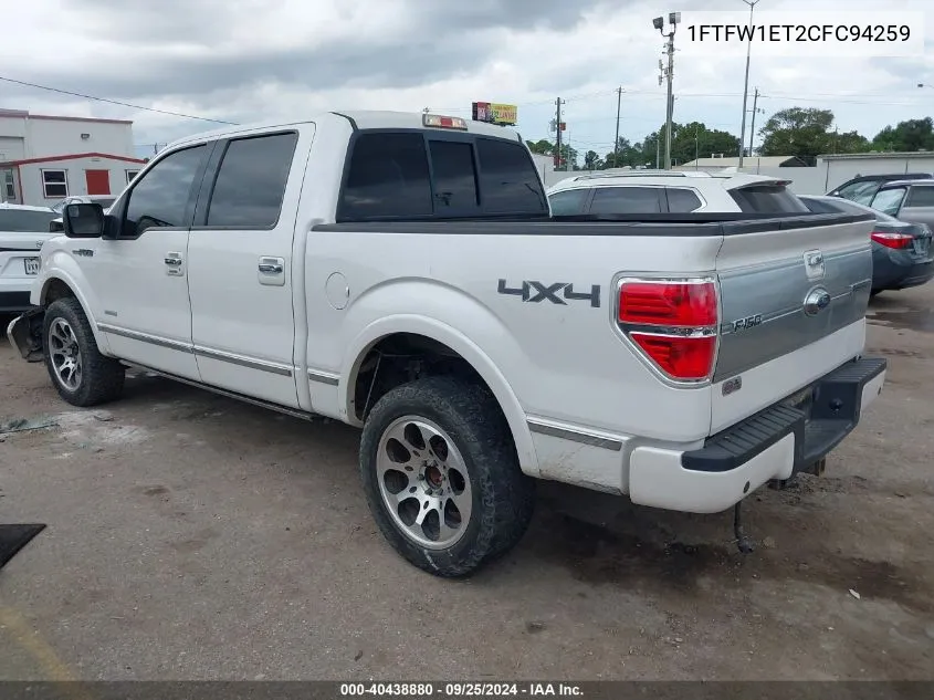 1FTFW1ET2CFC94259 2012 Ford F-150 Platinum