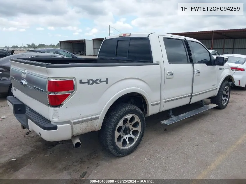 1FTFW1ET2CFC94259 2012 Ford F-150 Platinum