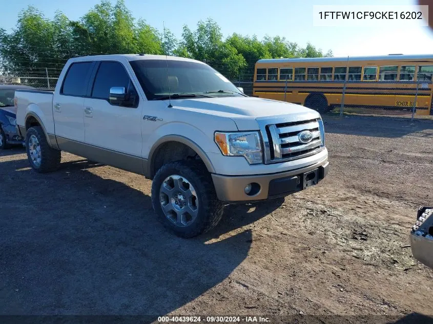 2012 Ford F-150 Lariat VIN: 1FTFW1CF9CKE16202 Lot: 40439624