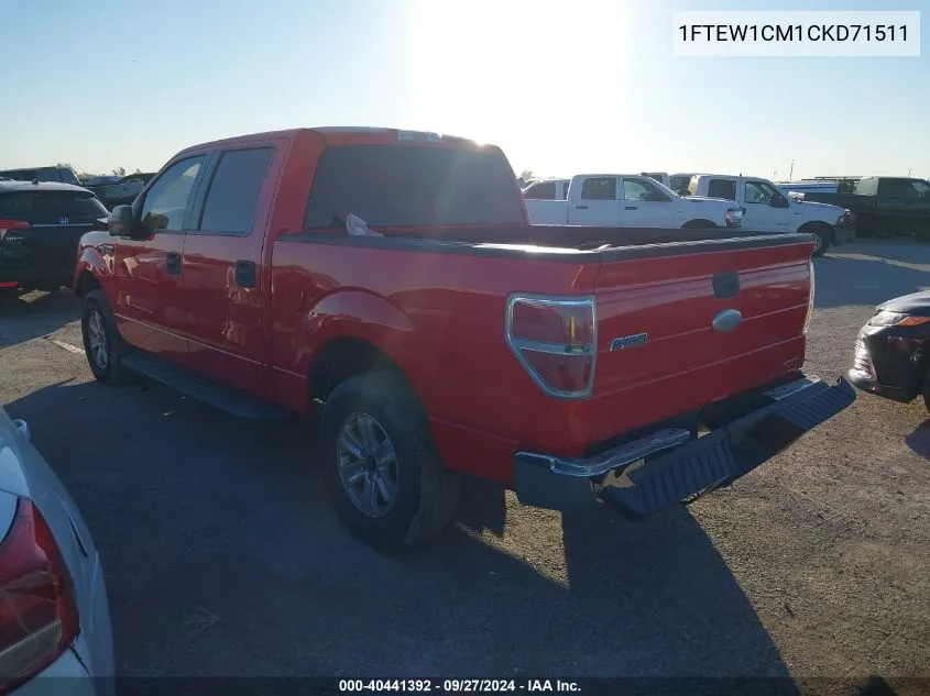 2012 Ford F-150 Supercrew VIN: 1FTEW1CM1CKD71511 Lot: 40441392