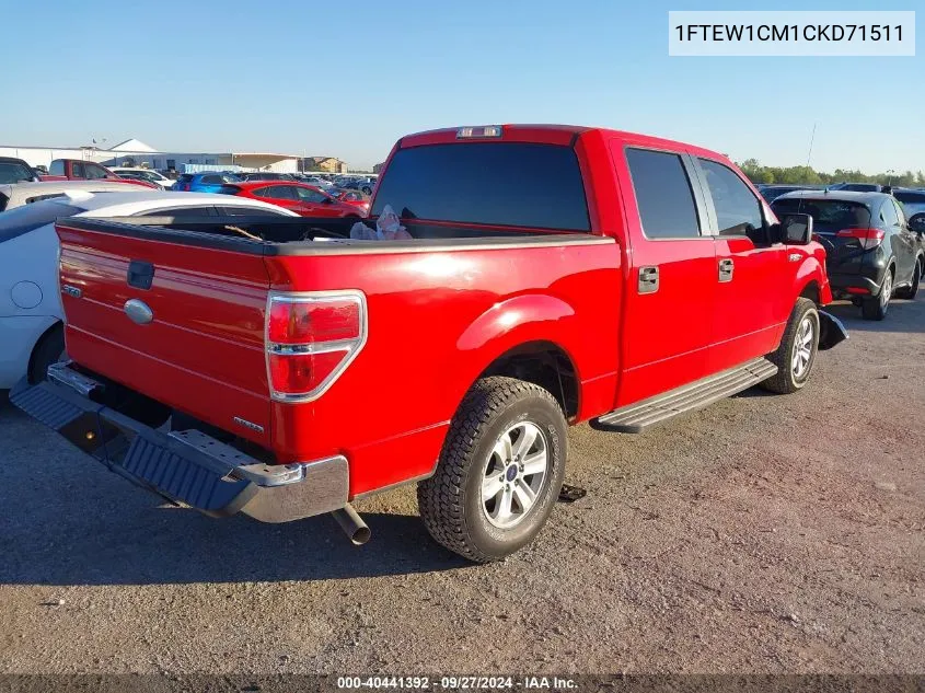 2012 Ford F-150 Supercrew VIN: 1FTEW1CM1CKD71511 Lot: 40441392