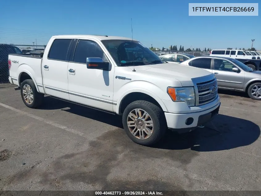 2012 Ford F150 Supercrew VIN: 1FTFW1ET4CFB26669 Lot: 40462773