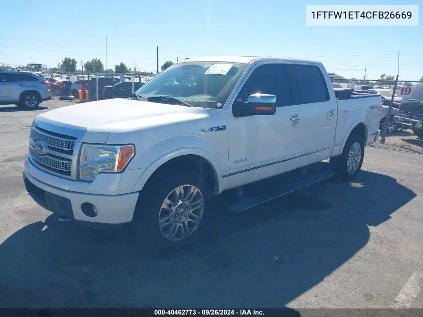 2012 Ford F150 Supercrew VIN: 1FTFW1ET4CFB26669 Lot: 40462773