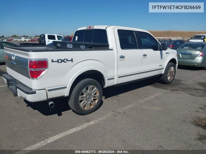 2012 Ford F150 Supercrew VIN: 1FTFW1ET4CFB26669 Lot: 40462773