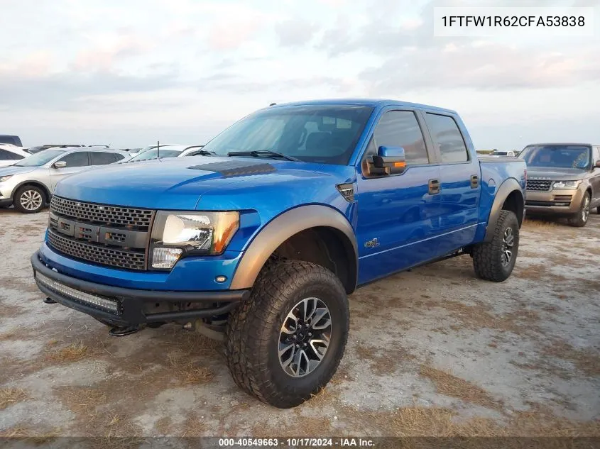 2012 Ford F150 Svt Raptor VIN: 1FTFW1R62CFA53838 Lot: 40549663