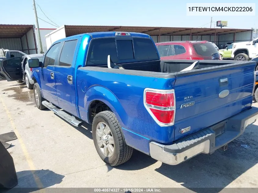 2012 Ford F-150 Xlt VIN: 1FTEW1CM4CKD22206 Lot: 40574327