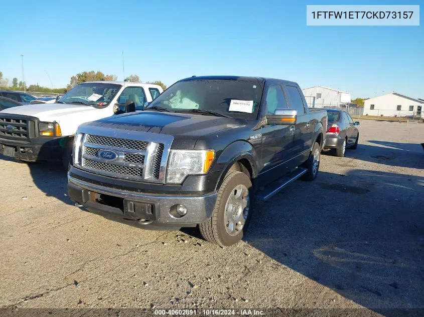 2012 Ford F-150 Lariat VIN: 1FTFW1ET7CKD73157 Lot: 40602891