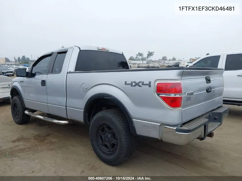 2012 Ford F-150 Xlt VIN: 1FTFX1EF3CKD46481 Lot: 40607206