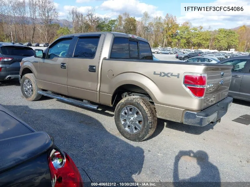 2012 Ford F-150 Xlt VIN: 1FTFW1EF3CFC54086 Lot: 40652312