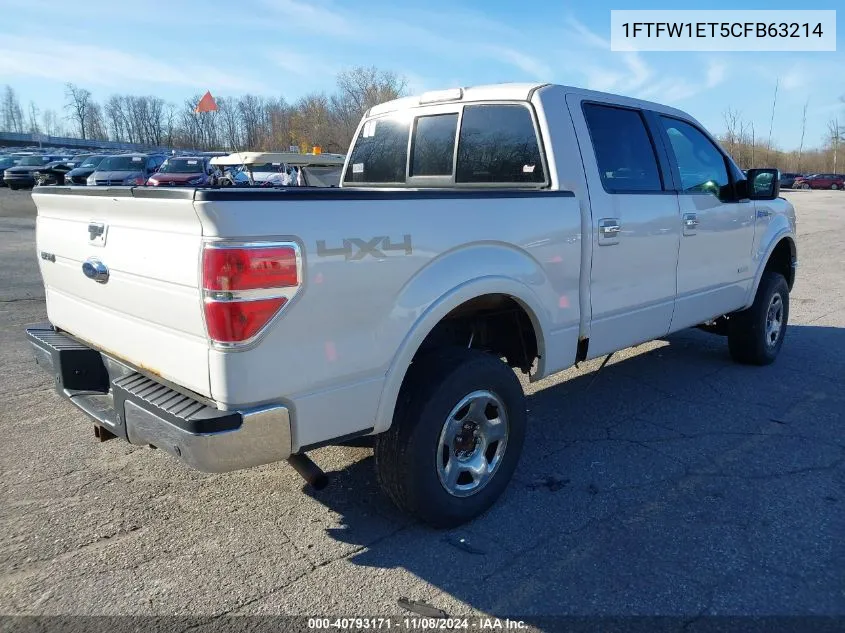 2012 Ford F-150 Lariat VIN: 1FTFW1ET5CFB63214 Lot: 40793171