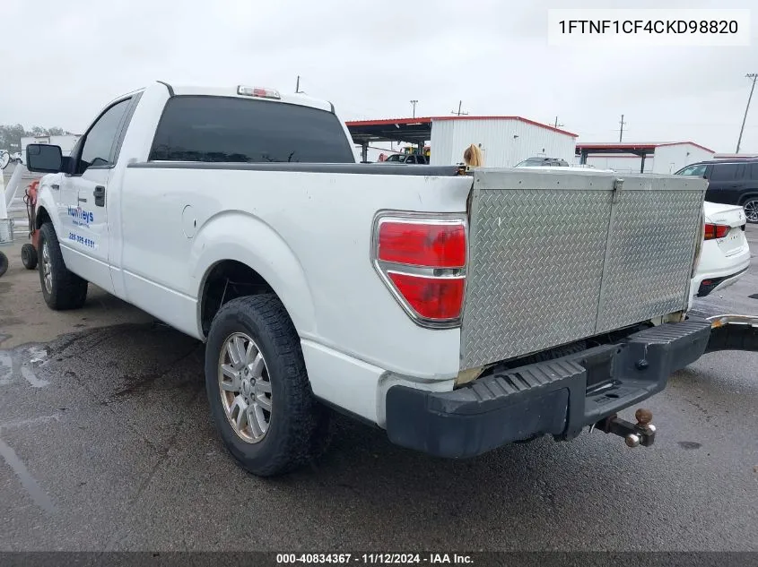 2012 Ford F-150 Xl VIN: 1FTNF1CF4CKD98820 Lot: 40834367