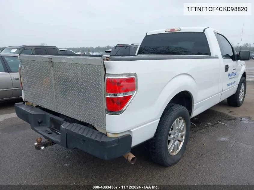 2012 Ford F-150 Xl VIN: 1FTNF1CF4CKD98820 Lot: 40834367