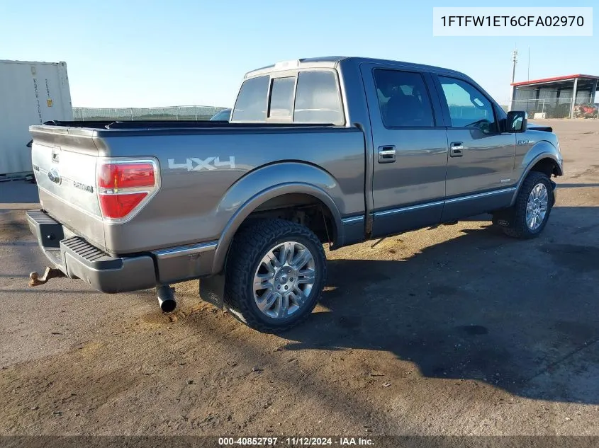 2012 Ford F-150 Platinum VIN: 1FTFW1ET6CFA02970 Lot: 40852797