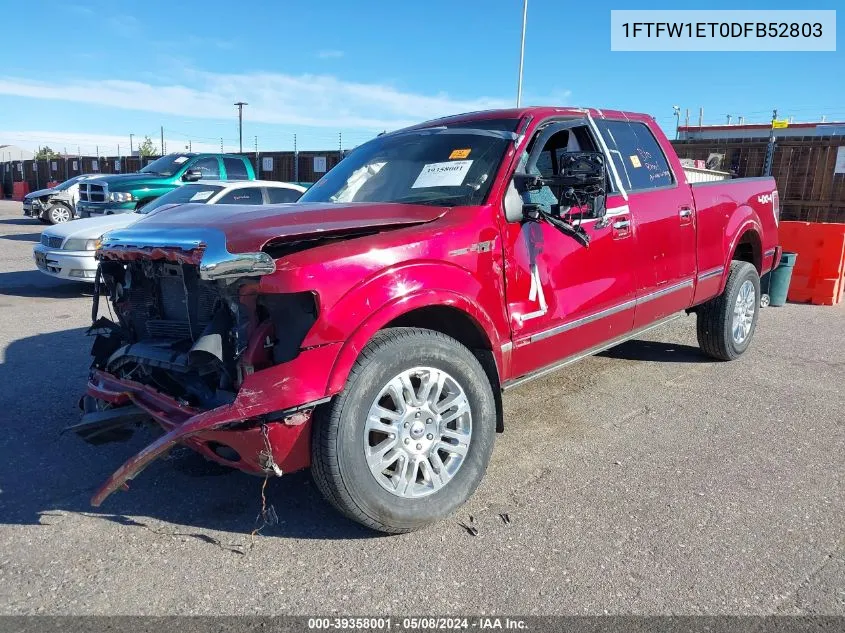 2013 Ford F-150 Platinum VIN: 1FTFW1ET0DFB52803 Lot: 39358001