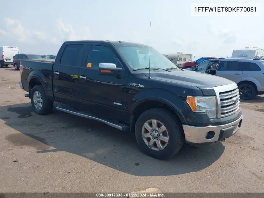 2013 Ford F-150 Lariat VIN: 1FTFW1ET8DKF70081 Lot: 39917333