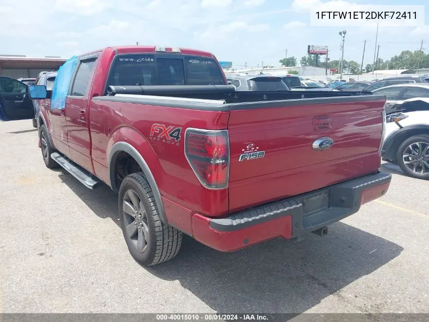 2013 Ford F-150 Fx4 VIN: 1FTFW1ET2DKF72411 Lot: 40015010