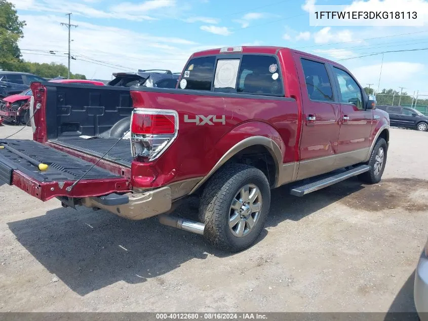 1FTFW1EF3DKG18113 2013 Ford F-150 Lariat