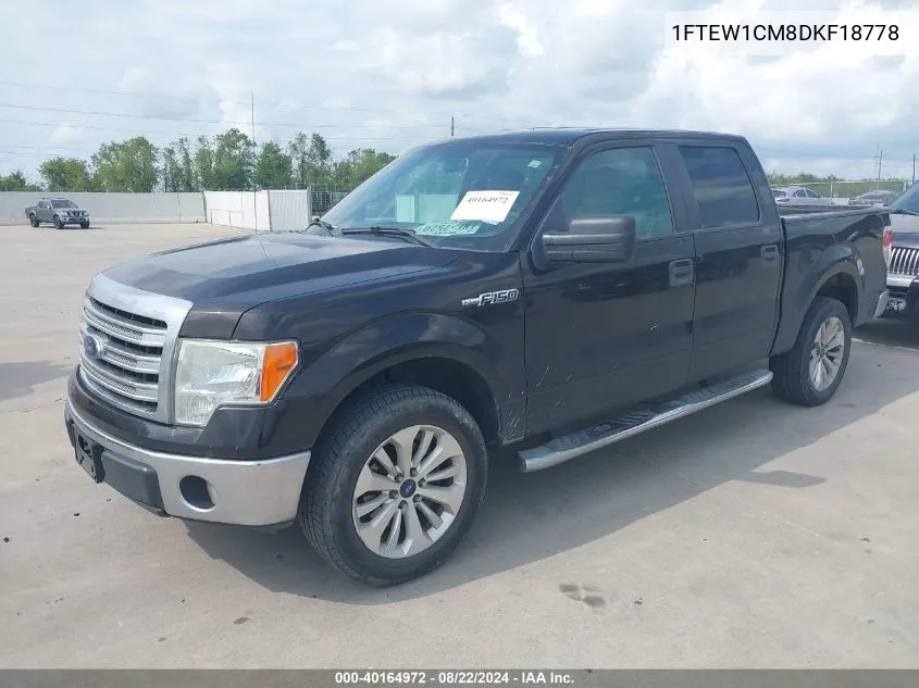 2013 Ford F-150 Xlt VIN: 1FTEW1CM8DKF18778 Lot: 40164972