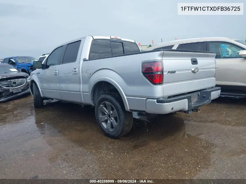 2013 Ford F-150 Fx2 VIN: 1FTFW1CTXDFB36725 Lot: 40259999