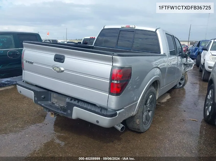 2013 Ford F-150 Fx2 VIN: 1FTFW1CTXDFB36725 Lot: 40259999