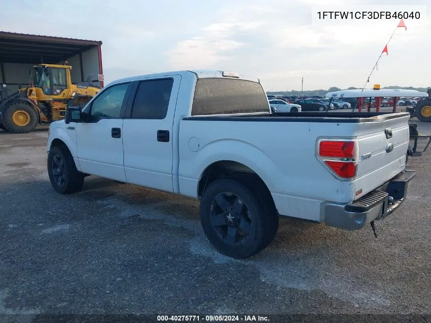 2013 Ford F150 Supercrew VIN: 1FTFW1CF3DFB46040 Lot: 40275771