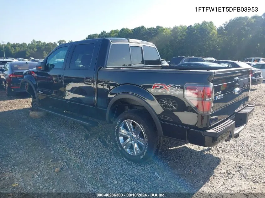 2013 Ford F150 Supercrew VIN: 1FTFW1ET5DFB03953 Lot: 40286300