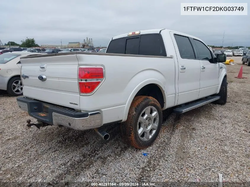 2013 Ford F150 Supercrew VIN: 1FTFW1CF2DKG03749 Lot: 40291164