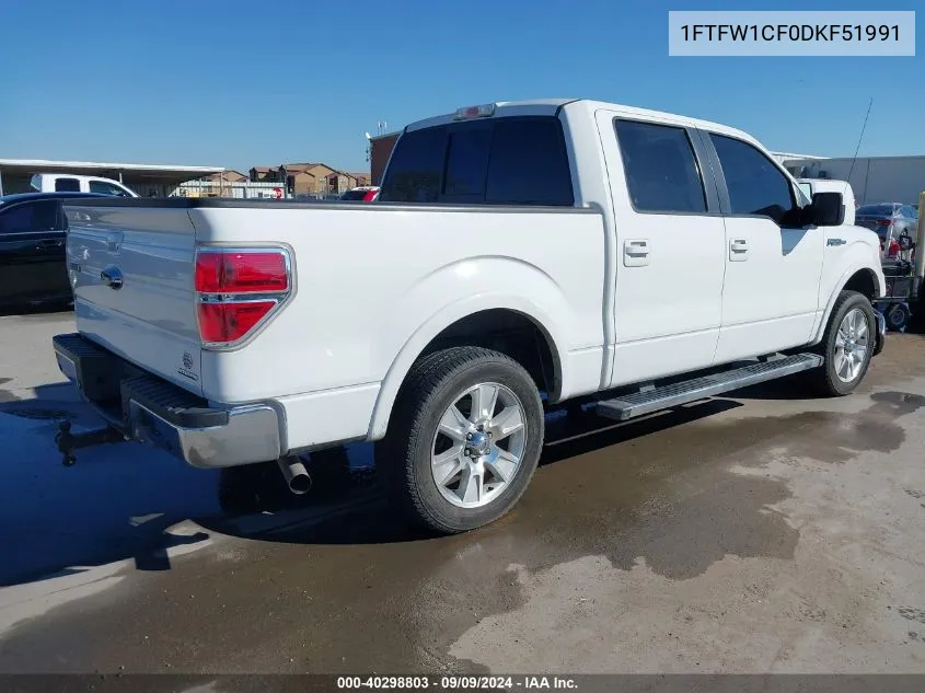 2013 Ford F-150 Lariat VIN: 1FTFW1CF0DKF51991 Lot: 40298803