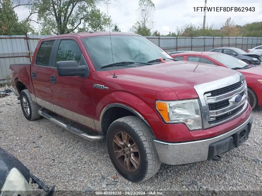 2013 Ford F150 Supercrew VIN: 1FTFW1EF8DFB62943 Lot: 40389238