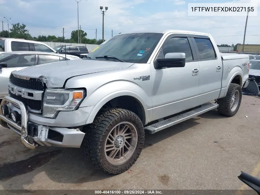 2013 Ford F-150 Lariat VIN: 1FTFW1EFXDKD27155 Lot: 40416100