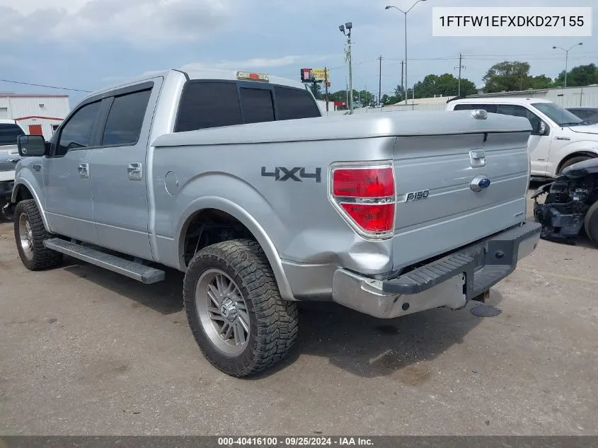 2013 Ford F-150 Lariat VIN: 1FTFW1EFXDKD27155 Lot: 40416100