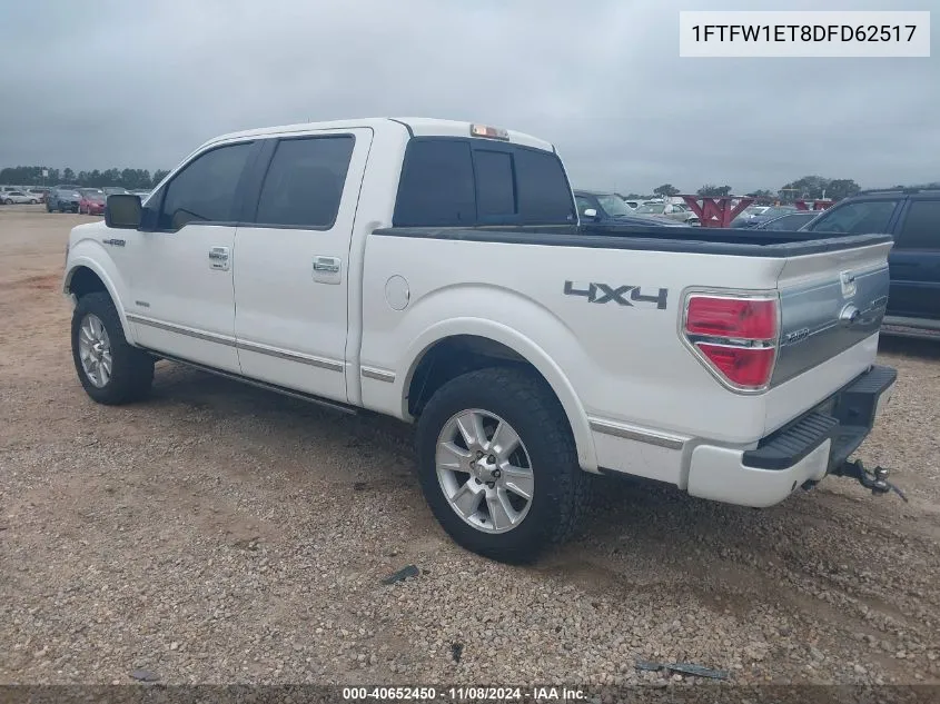 2013 Ford F150 Supercrew VIN: 1FTFW1ET8DFD62517 Lot: 40652450