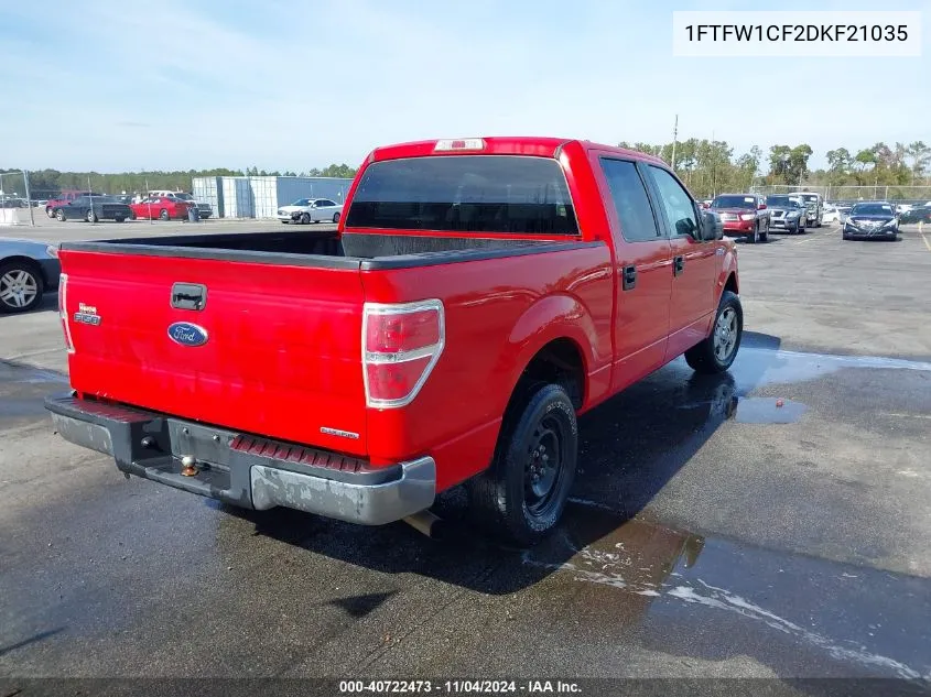 2013 Ford F-150 Xlt VIN: 1FTFW1CF2DKF21035 Lot: 40722473