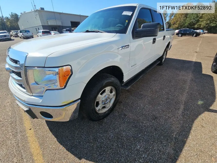 2013 Ford F150 Supercrew VIN: 1FTFW1ETXDKF52892 Lot: 40734098