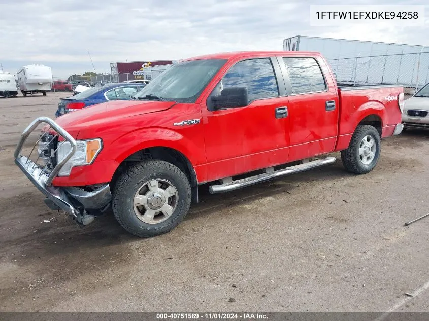 2013 Ford F-150 Xlt VIN: 1FTFW1EFXDKE94258 Lot: 40751569