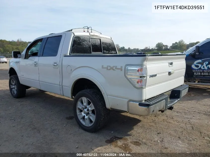 1FTFW1ET4DKD39551 2013 Ford F-150 Lariat