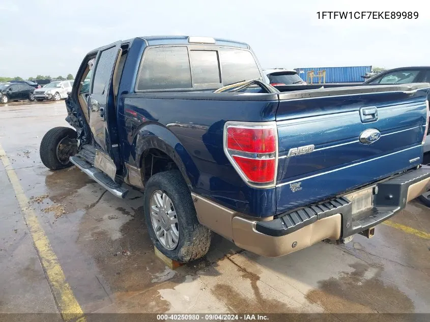 1FTFW1CF7EKE89989 2014 Ford F-150 Lariat