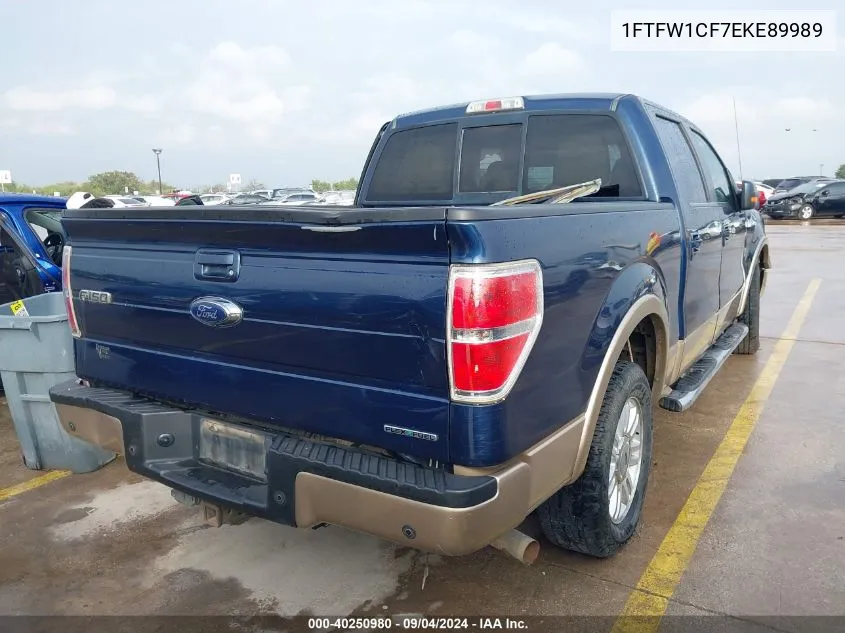 2014 Ford F-150 Lariat VIN: 1FTFW1CF7EKE89989 Lot: 40250980