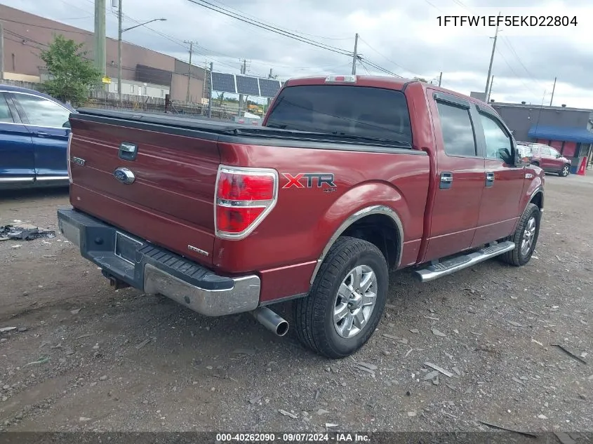 2014 Ford F150 Supercrew VIN: 1FTFW1EF5EKD22804 Lot: 40262090