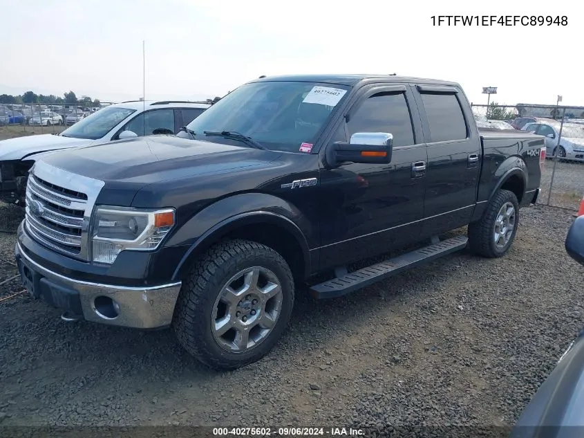 2014 Ford F-150 Lariat VIN: 1FTFW1EF4EFC89948 Lot: 40275602