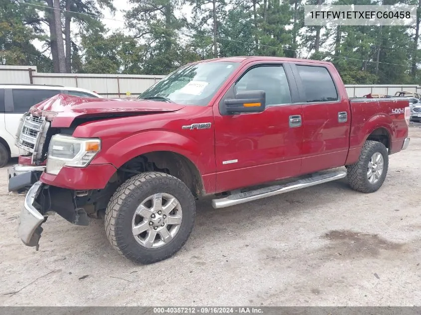 2014 Ford F-150 Supercrew VIN: 1FTFW1ETXEFC60458 Lot: 40357212