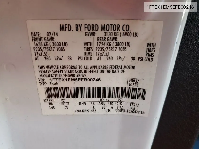 1FTEX1EM5EFB00246 2014 Ford F150 Super Cab