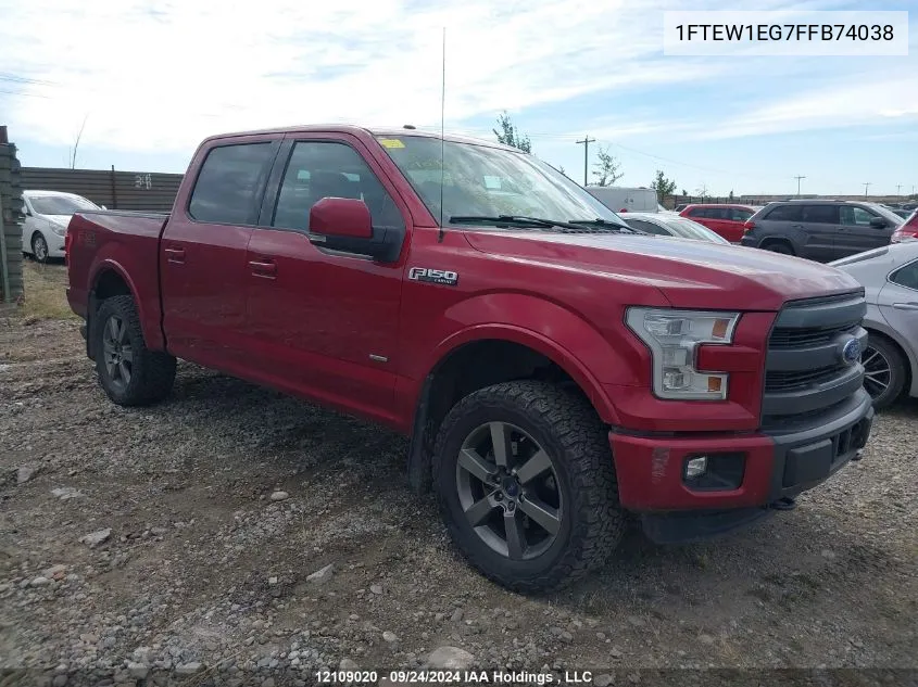 1FTEW1EG7FFB74038 2015 Ford F-150 Lariat