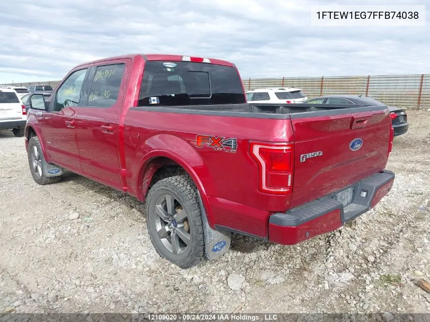 1FTEW1EG7FFB74038 2015 Ford F-150 Lariat