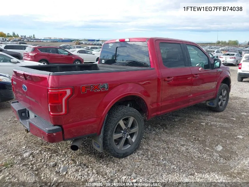 1FTEW1EG7FFB74038 2015 Ford F-150 Lariat