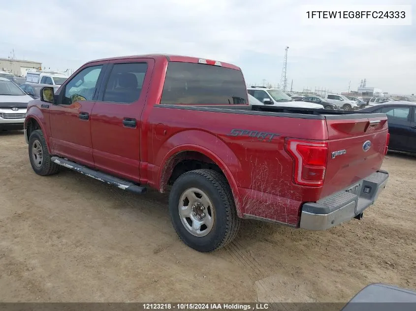 2015 Ford F150 Supercrew VIN: 1FTEW1EG8FFC24333 Lot: 12123218