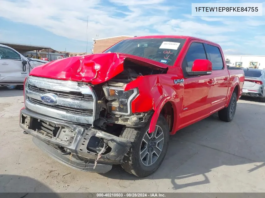 1FTEW1EP8FKE84755 2015 Ford F-150 Lariat