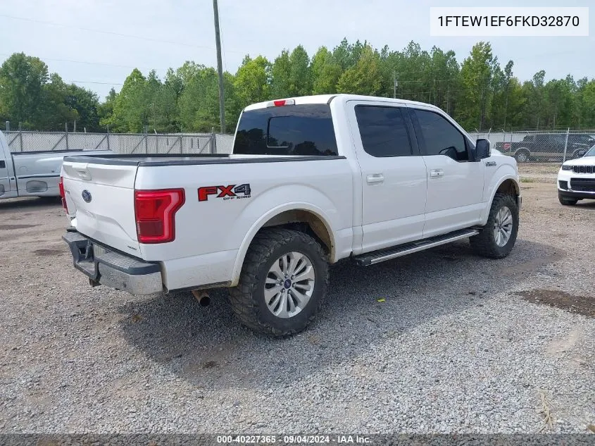 2015 Ford F-150 Lariat VIN: 1FTEW1EF6FKD32870 Lot: 40227365